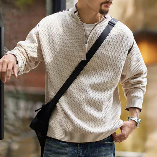 ウェーブデザイン ハーフジップ セーター(2Colors)250883