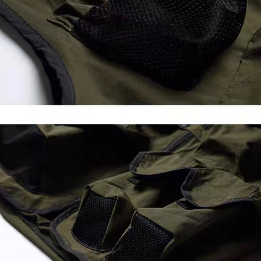 メッシュ 立体ポケット付 Vネックベスト(2Colors)250311