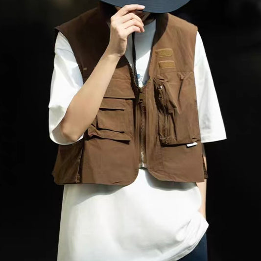 Vネック ショート丈 ワークベスト(2Colors)250312