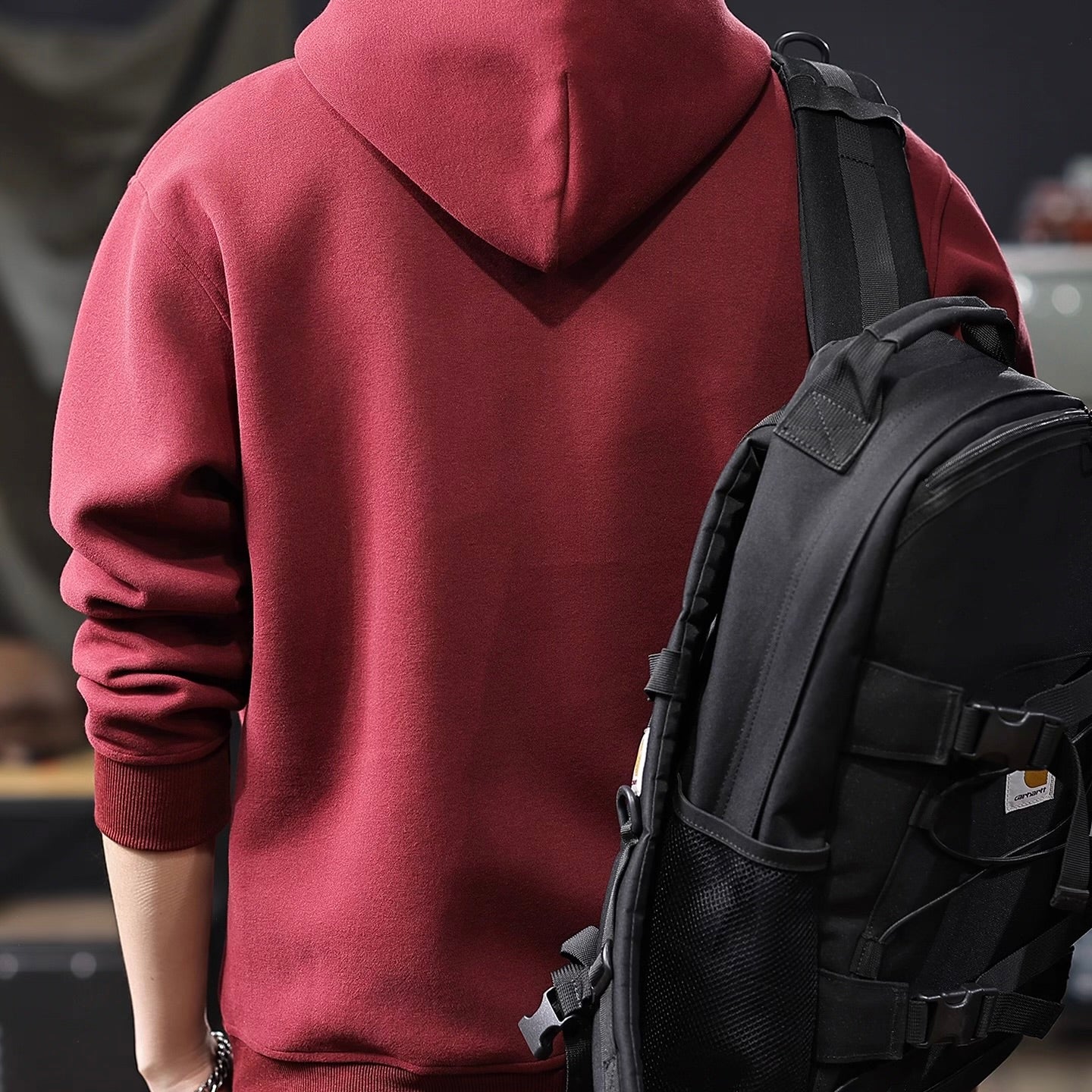 ワンポイントロゴ ハーフジップ フーディー(4Colors)251007