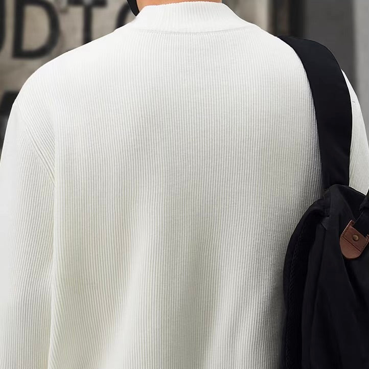 ハーフジップ スタンドカラー 厚手 セーター(3Colors)260016