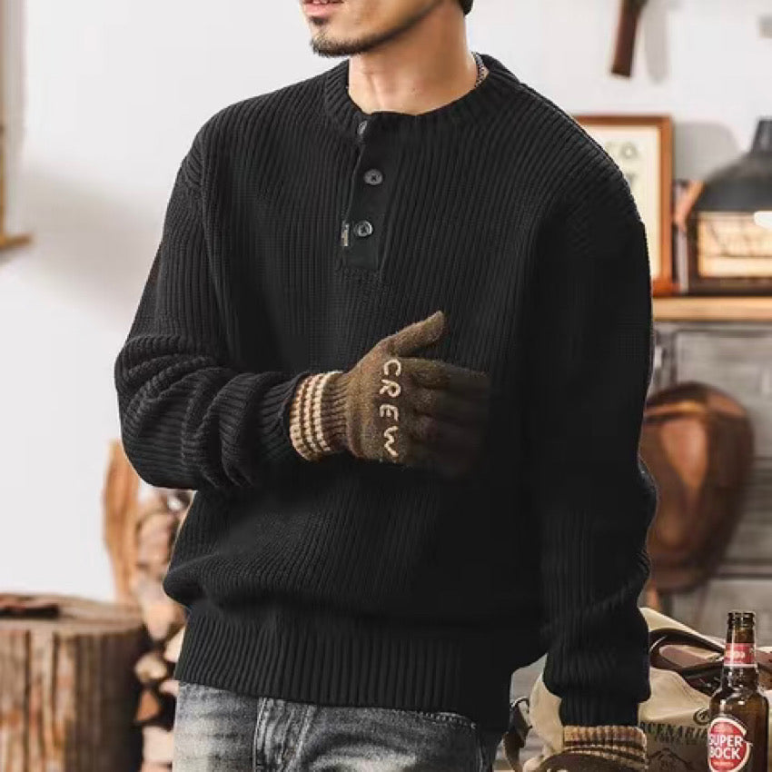 ハーフボタン ベーシック ニットセーター(4Colors)240940