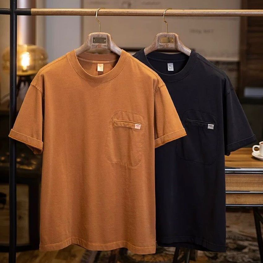 胸ポケット付 ウォッシュドTシャツ(2Colors)250249