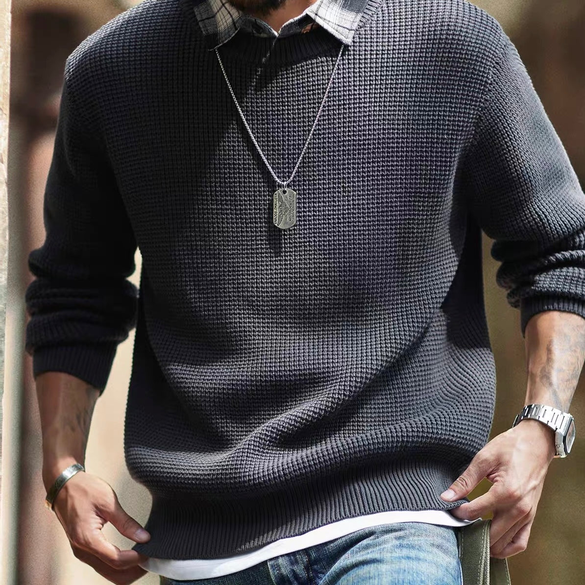 フェイクレイヤード ニット プルオーバー(1Color)250852