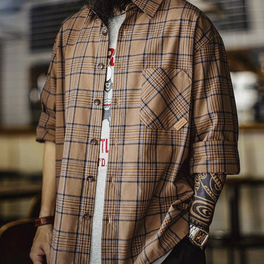 レトロ 薄手 チェックシャツ(1Color)250619