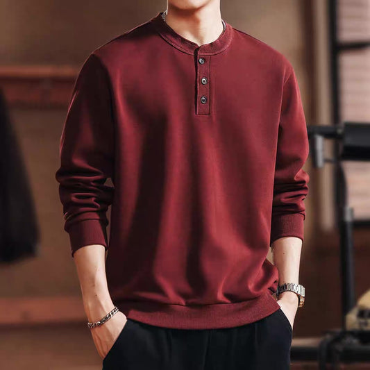 ヘビーウェイト シンプル ヘンリーネックTシャツ(4Colors)250748