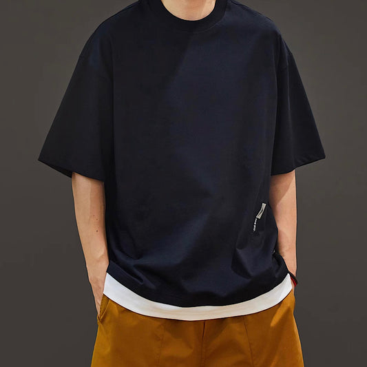 フェイクレイヤード シンプル デザインTシャツ(3Colors)250410