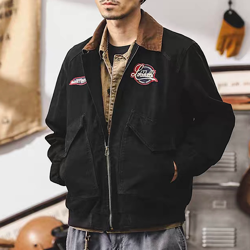 アメリカンレトロ ワッペン付 ワークジャケット(3Colors)240839