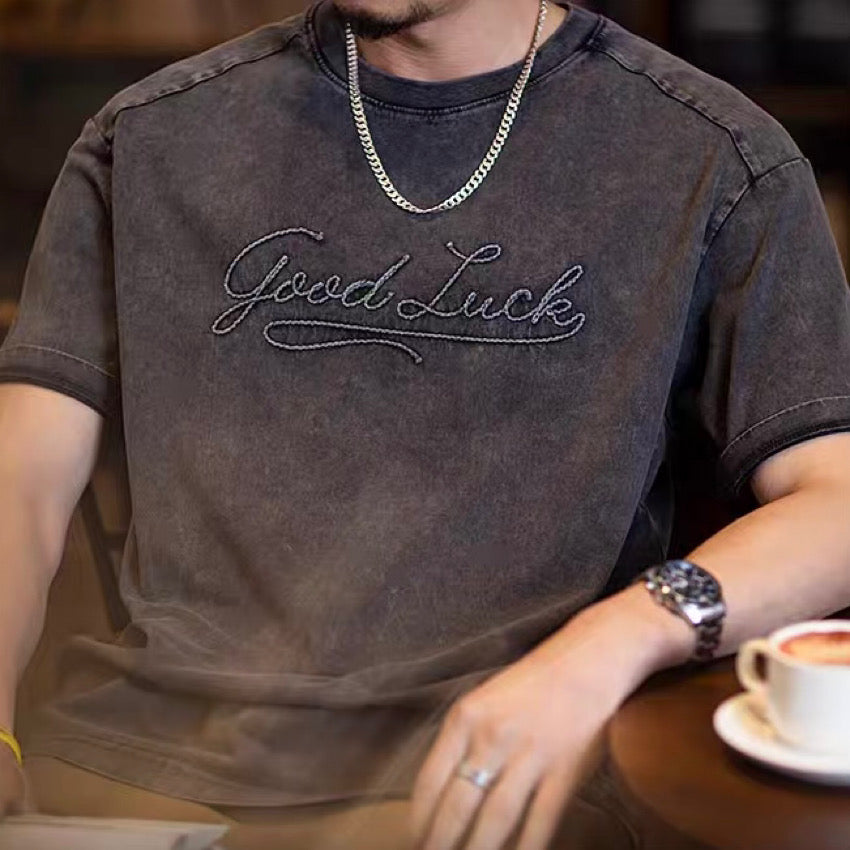 ロゴ刺繍 ハードウォッシュ 半袖Tシャツ(1Color)250235