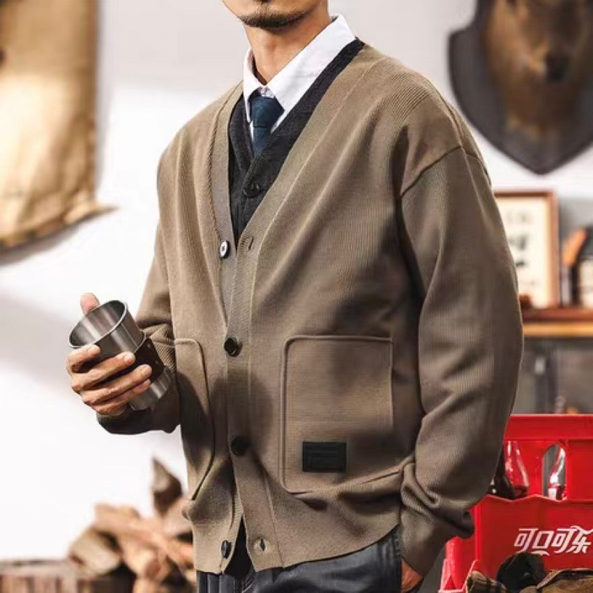 ロゴ付 Vネック カーディガン(3Colors)241182