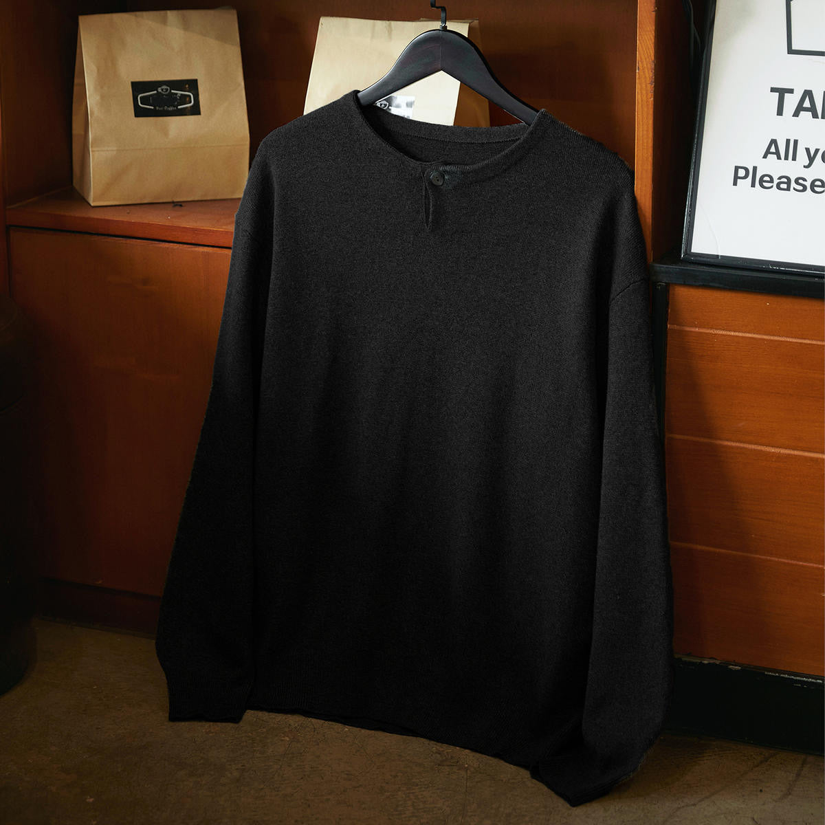 ヘンリーネック シンプル ニットプルオーバー(3Colors)250881