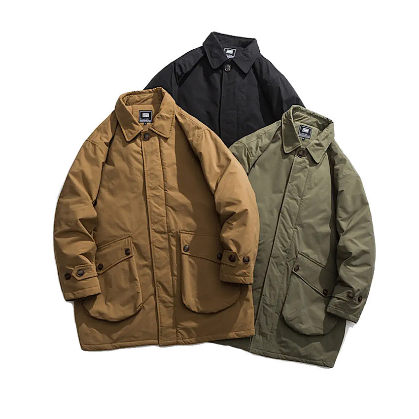 中綿入り 防寒 ミドル丈ジャケット(3Colors)240821
