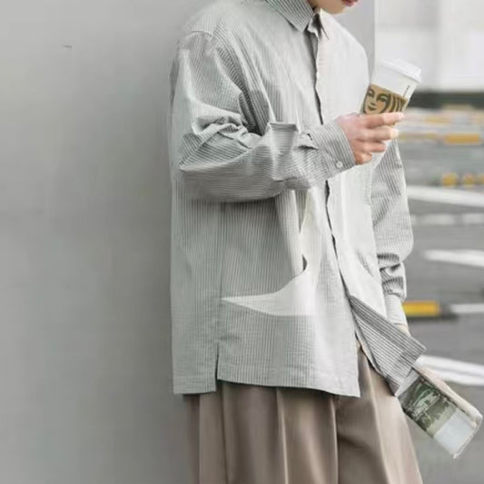 デザインポケット付 ストライプシャツ(3Colors)250274