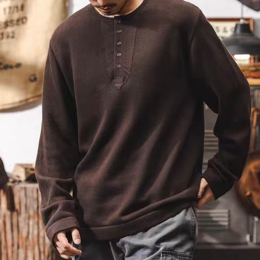 レトロ ヘンリーネック ニットプルオーバー(2Colors)250008