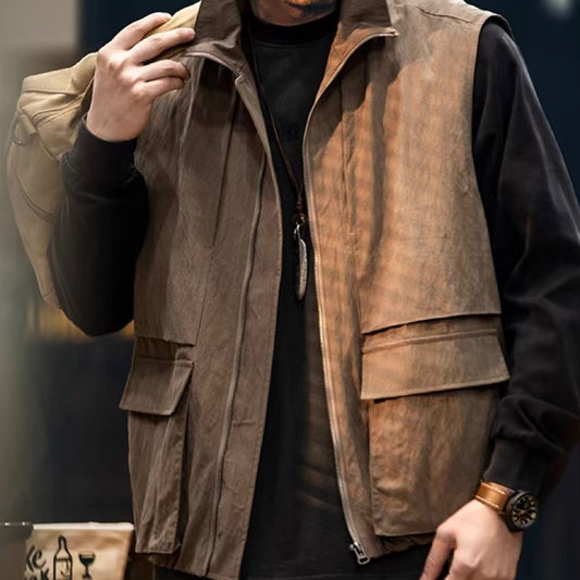 レトロ スタンドカラー ワークベスト(2Colors)250105