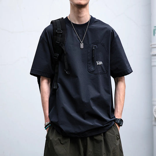 裾ドローコード パッチポケット付 Tシャツ(2Colors)250414