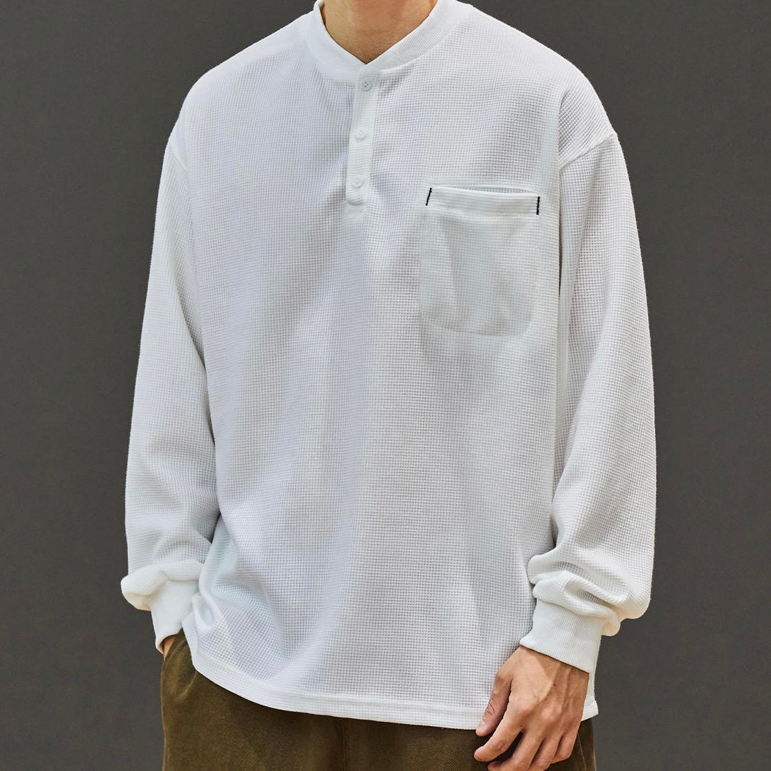 ワッフル ヘンリーネックプルオーバー(3Colors)250707