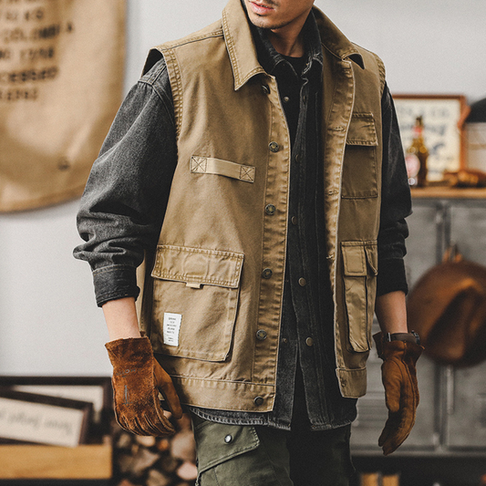 マルチポケット付 レトロ ワークベスト(1Color)240043