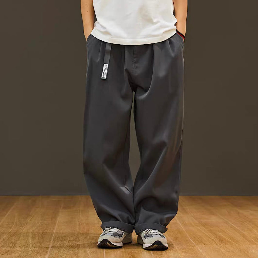 ロングベルト付 ワイドストレート カジュアルパンツ(4Colors)250237