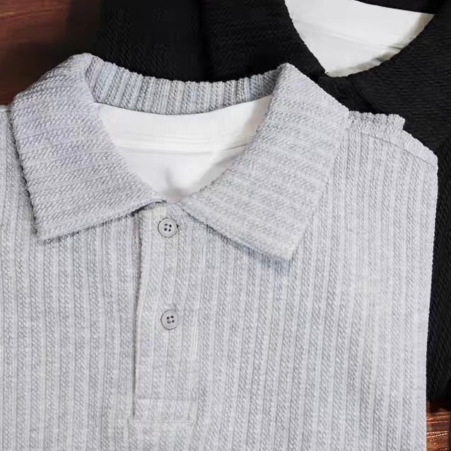 フェイクレイヤード ポロカラー ニットプルオーバー(2Colors)250856