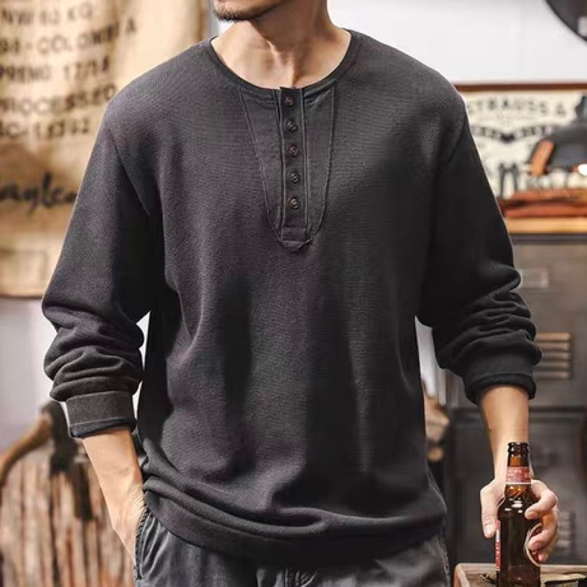 レトロ ヘンリーネック ニットプルオーバー(2Colors)250008