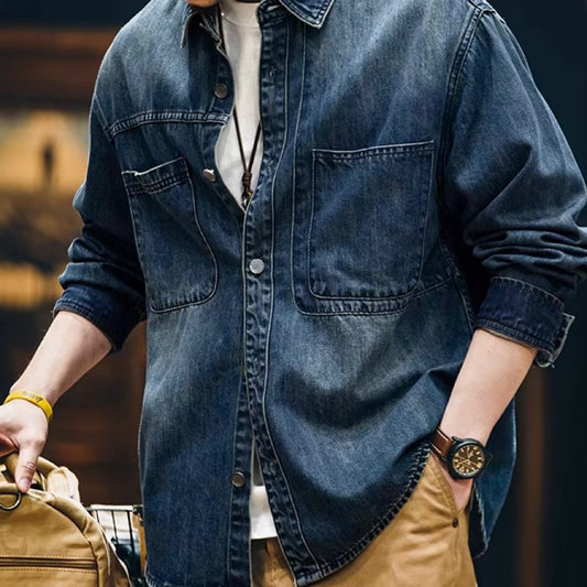 デザインステッチ ウォッシュドデニムシャツ(1Color)250134