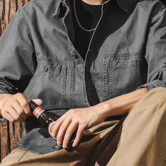 デザインステッチ ポケット付 ワークシャツ(3Colors)250148