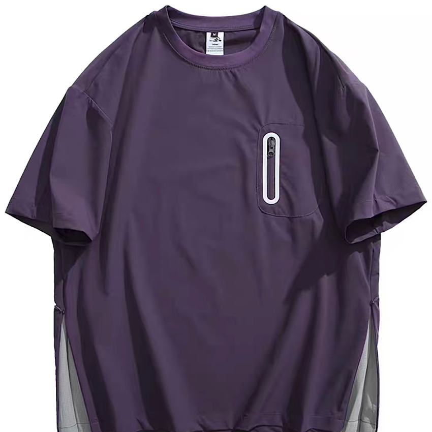 サイドジップ 胸ポケット付 半袖Tシャツ(3Colors)250332