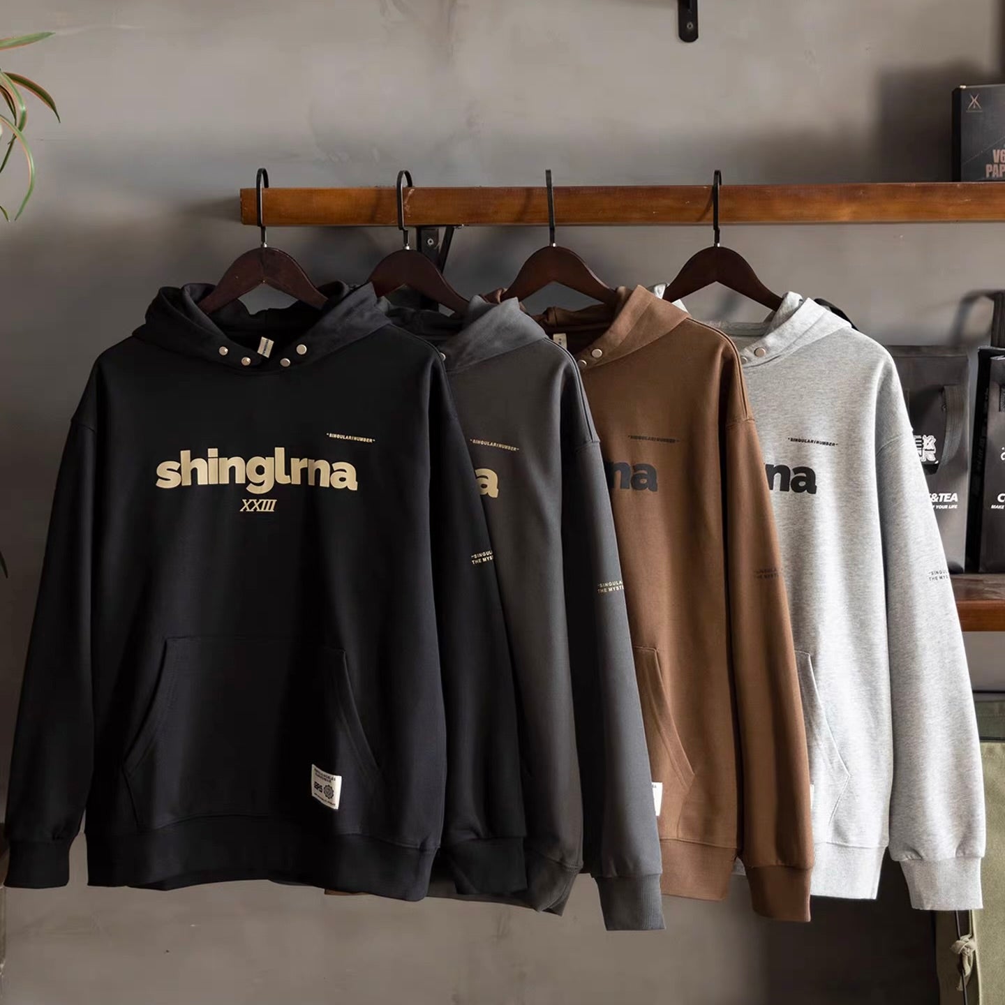 スナップボタン付 プリント フーディー(4Colors)260124