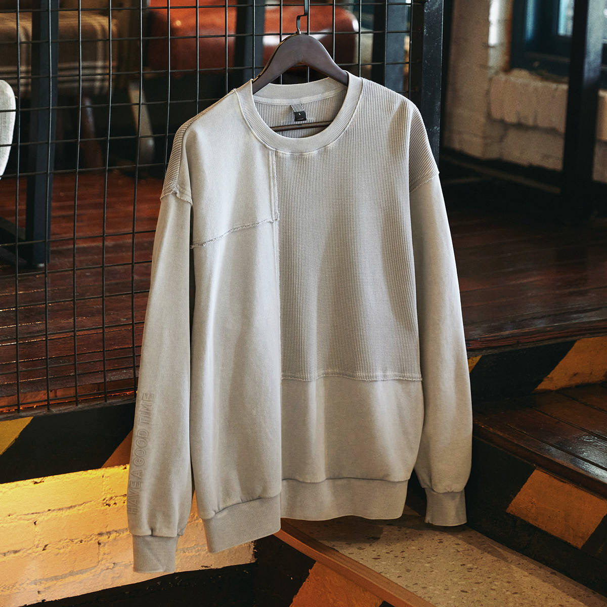 ワッフル パッチワーク ウォッシュドスウェット(2Colors)250859