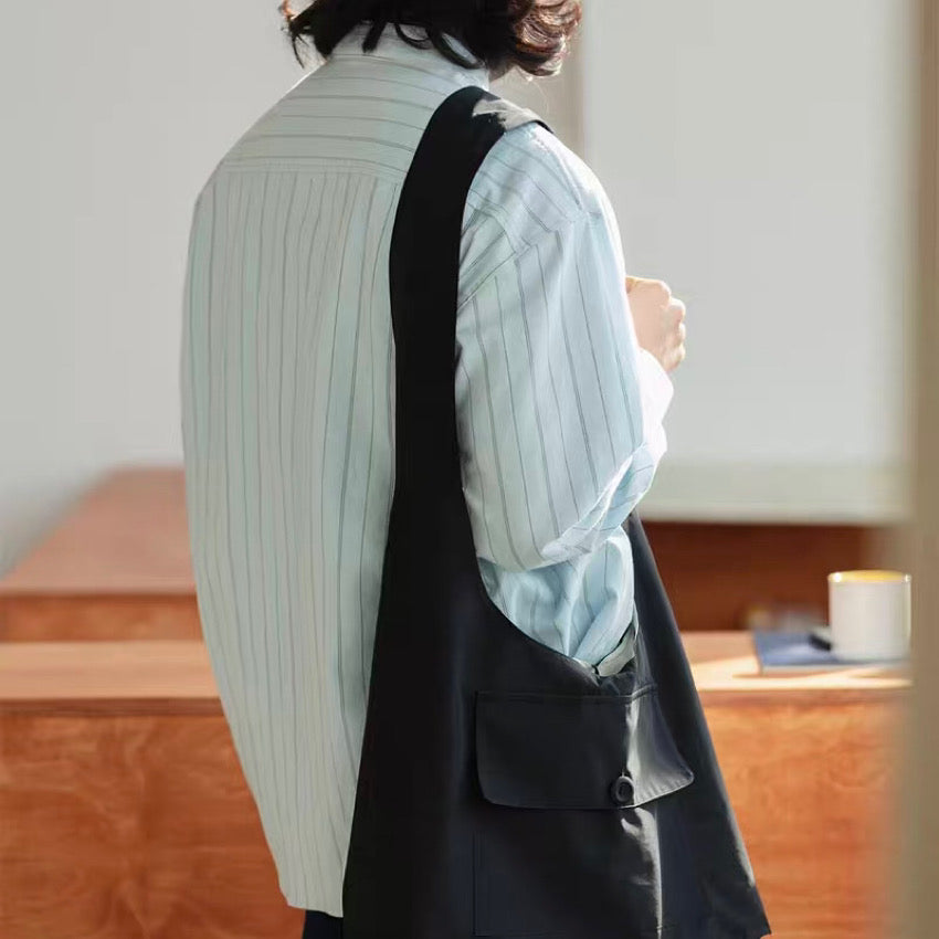 オーバーサイズ ストライプ ノーカラーシャツ(1Color)250271