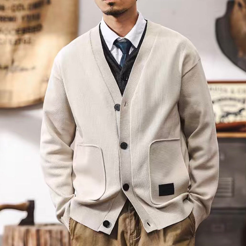 ロゴ付 Vネック カーディガン(3Colors)241182