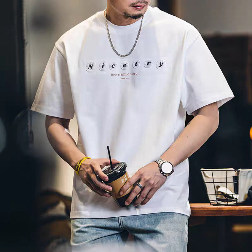 立体ロゴ シンプル 半袖Tシャツ(2Colors)250267
