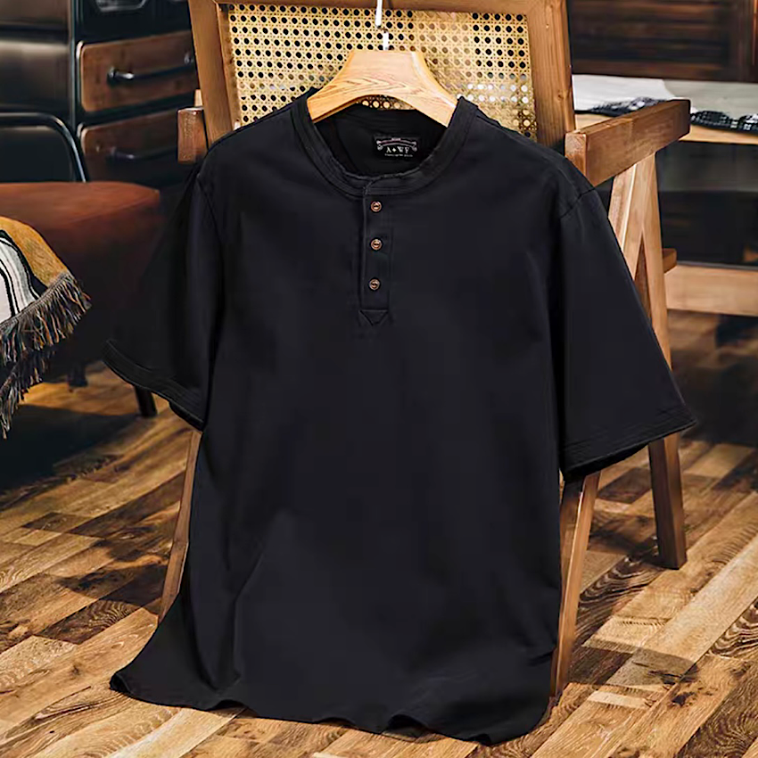 ベーシック ヘンリーネックTシャツ(5Colors)250260