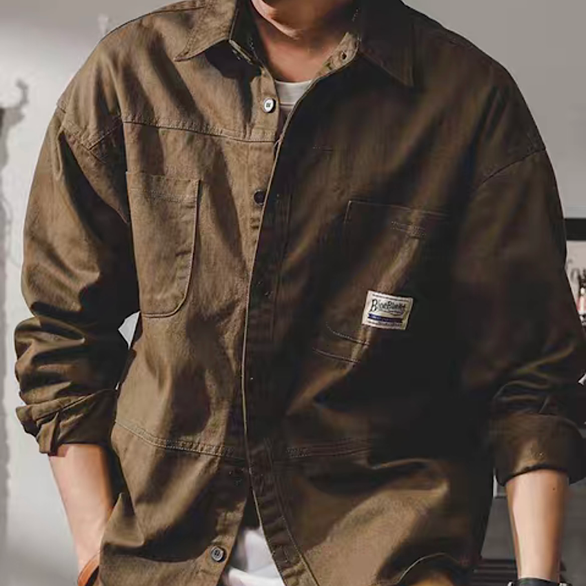 ウォッシュ加工 ダブルポケット付 ワークシャツ(3Colors)240710