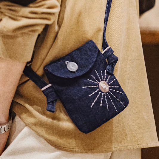 刺繍 デニム ミニポーチ(1Color)250127