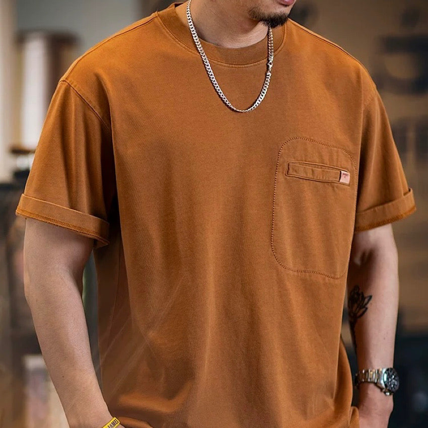 胸ポケット付 ウォッシュドTシャツ(2Colors)250249