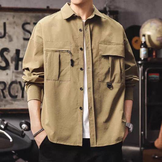 ボックスプリーツポケット付 長袖シャツ(3Colors)250744