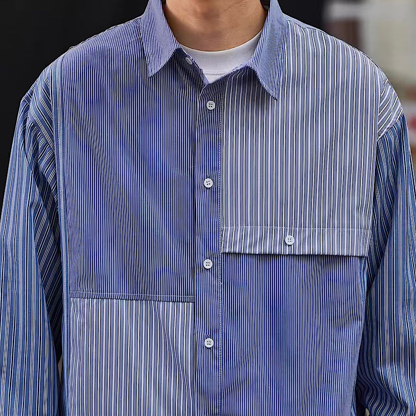 ストライプ クレイジーパターン 長袖シャツ(1Color)240124