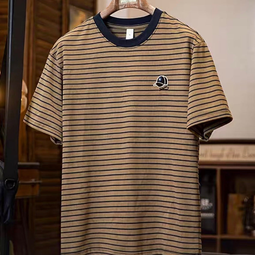 キャップ刺繍入り ボーダーTシャツ(1Color)250293