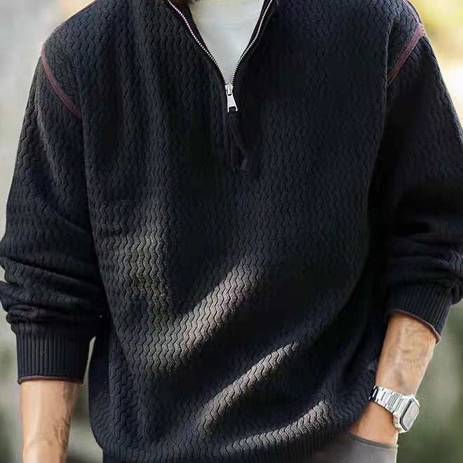 ウェーブデザイン ハーフジップ セーター(2Colors)250883