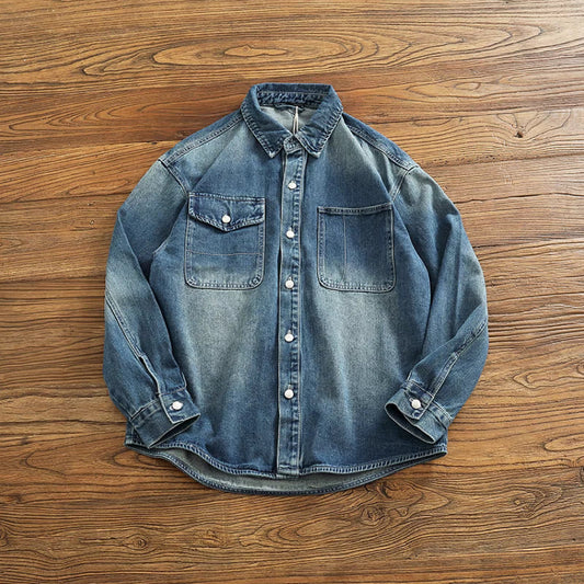 厚手 ウォッシュドデニム ワークシャツ(1Color)240584