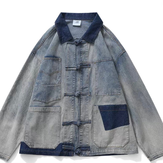 パッチワーク チャイナテイスト デニムジャケット(1Color)241085