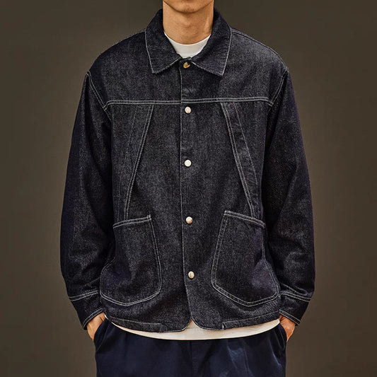 デザインステッチ ルーズ デニムシャツジャケット(1Color)250161