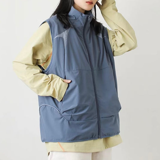 ジップ付ポケット スタンドカラーベスト(3Colors)250226