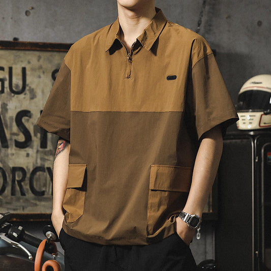 バイカラー ハーフジップ ポロシャツ(3Colors)250556