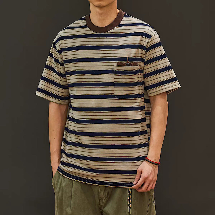 ドローコード付ポケット ボーダーTシャツ(2Colors)250337