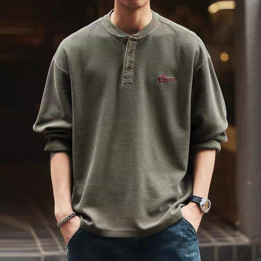 刺繍 ワッフル ヘンリーネックプルオーバー(2Colors)250800