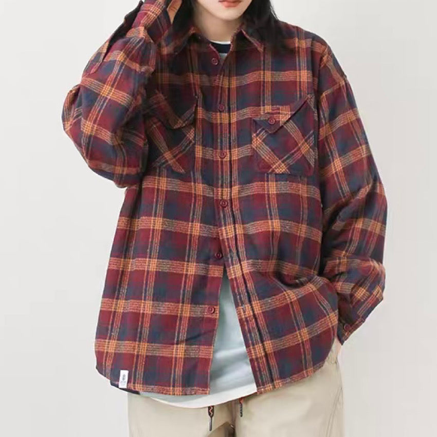 デザイン胸ポケット付 チェックシャツ(3Colors)250254