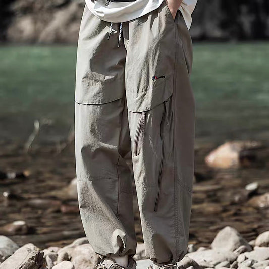 刺繍 裾ドローコード 防水 ワイドパンツ(3Colors)250186